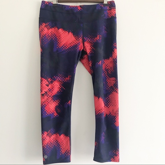 Athleta Pants - Athleta Purple & Red Abstract Bubble Crop Leggings